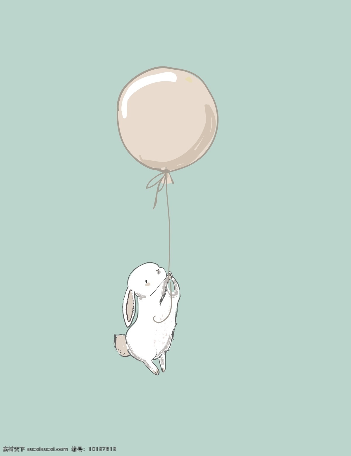 手绘 插画 兔子 气球 壁纸 飞天 少女 清新 可爱 卡通 元素 包装设计