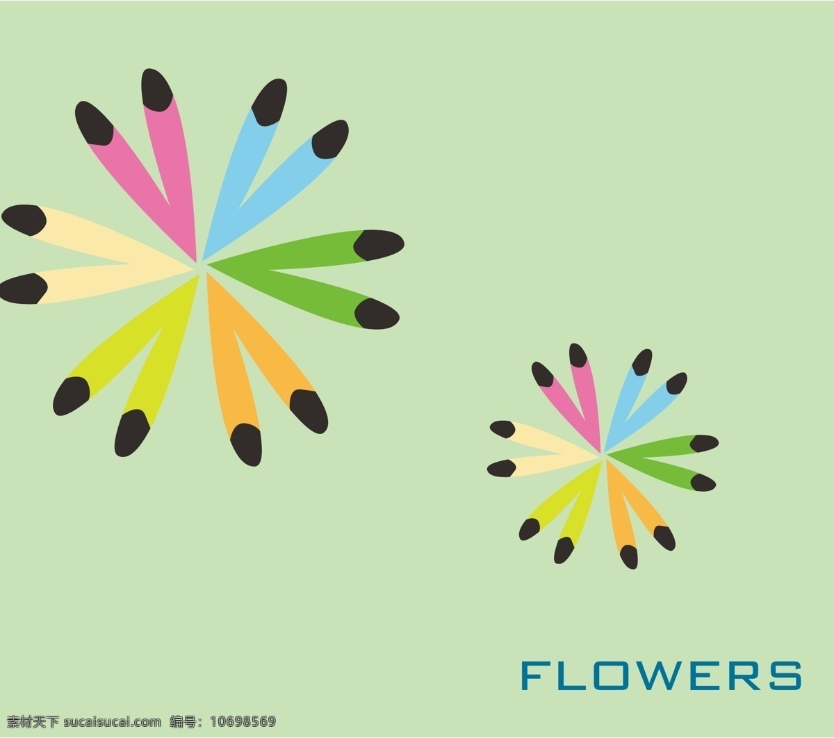 六色 花 平面设计 花儿设计 矢量图 花纹花边