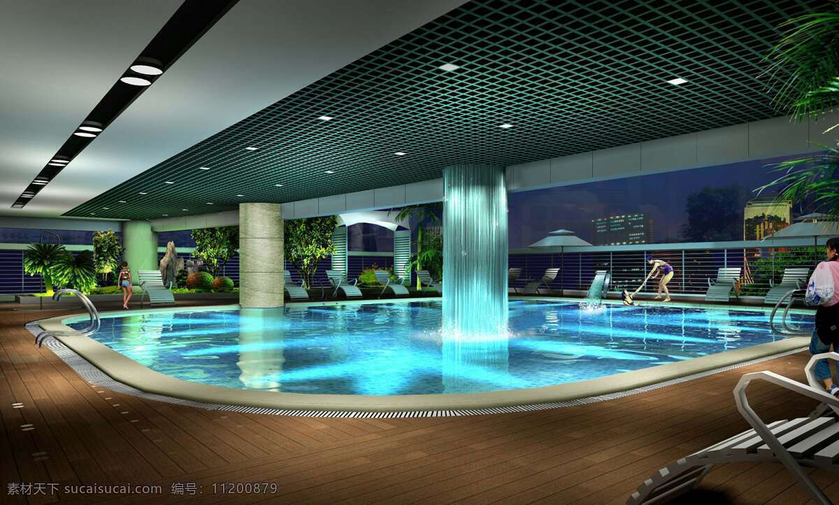 游泳池 3d设计 建筑表现 建筑设计 设计图库 室内设计 游泳池设计 室内游泳池 装饰素材