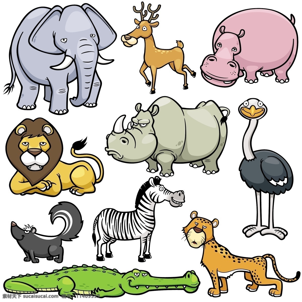 可爱 的卡 通 动物图片 漫画动物 动物世界 陆地动物 鳄鱼 豹子 矢量 高清图片