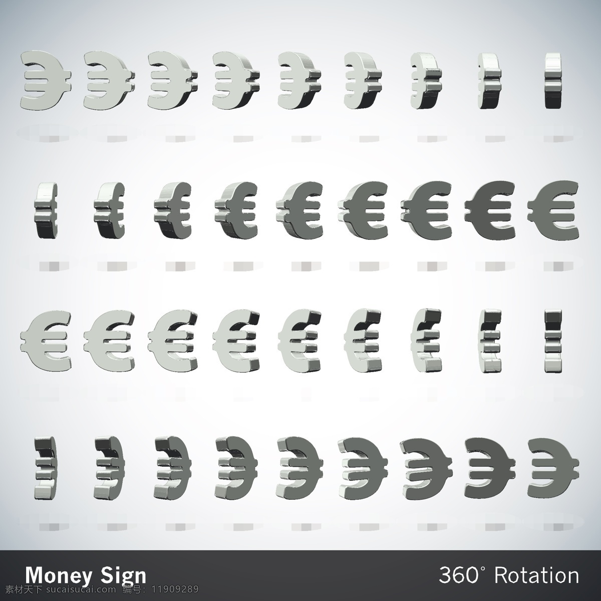 3d欧元符号 3d 金钱符号 货币符号 符号 商务金融 商业插画 矢量