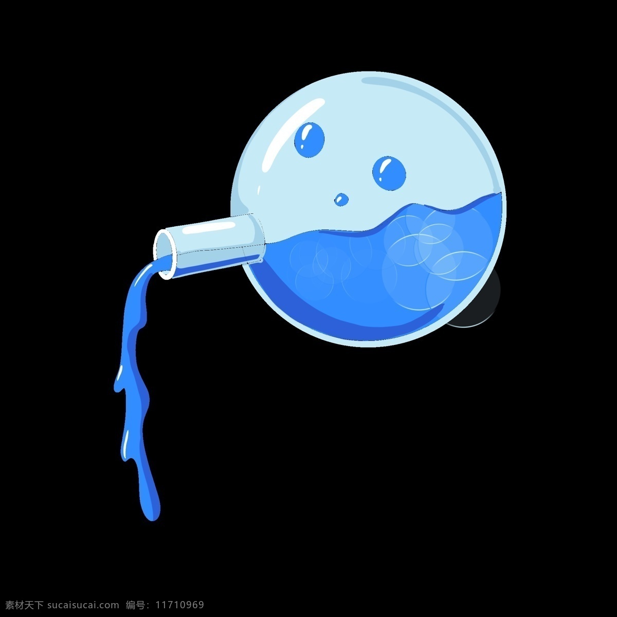 化学 仪器 烧瓶 插画 蓝色的瓶子 卡通插画 化学插画 化学仪器 化学器具 化学用品 蓝色的液体