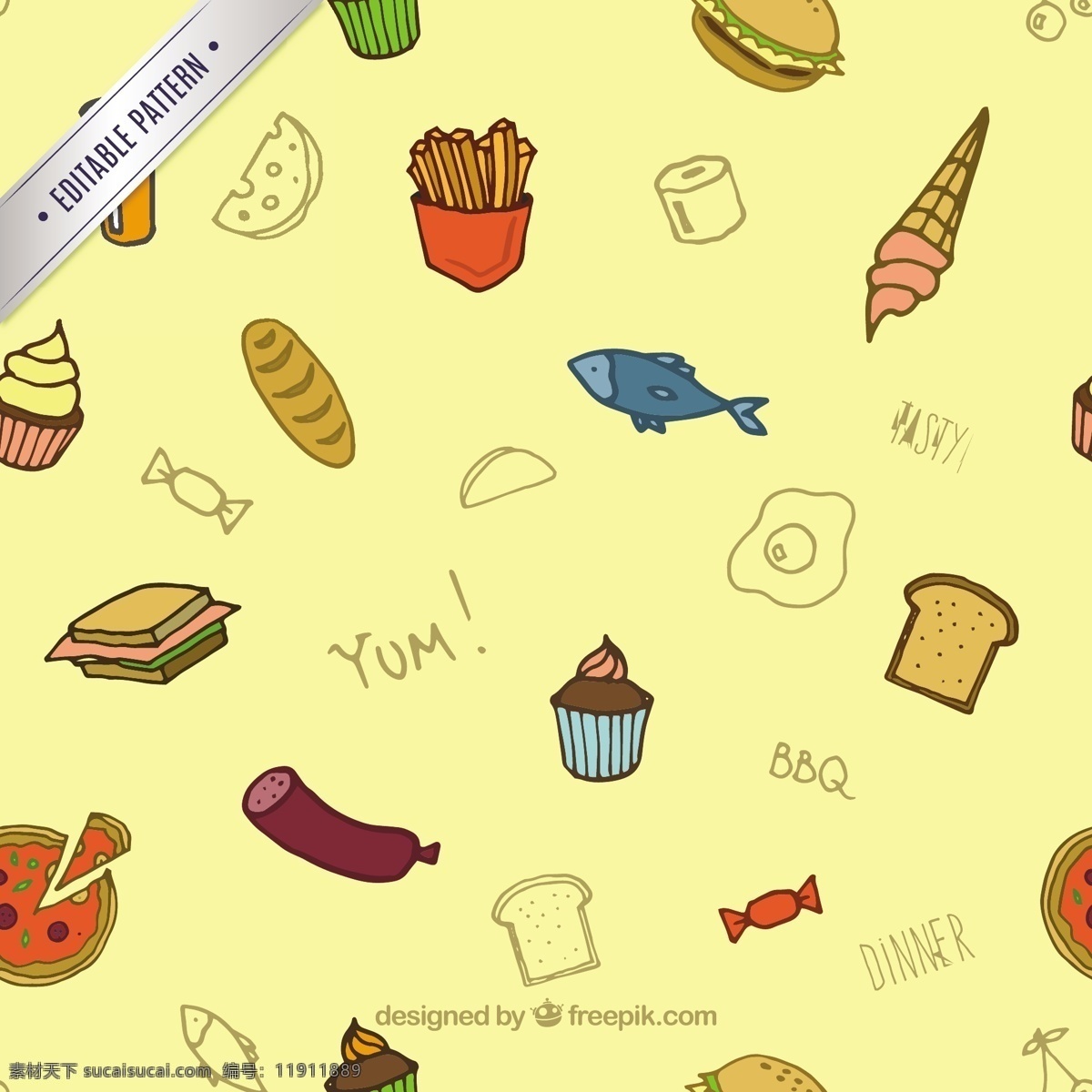 三明治图案 图案 食品 比萨 绘制 汉堡 三明治 插图 无缝 模式 抽纱 薯条 手绘