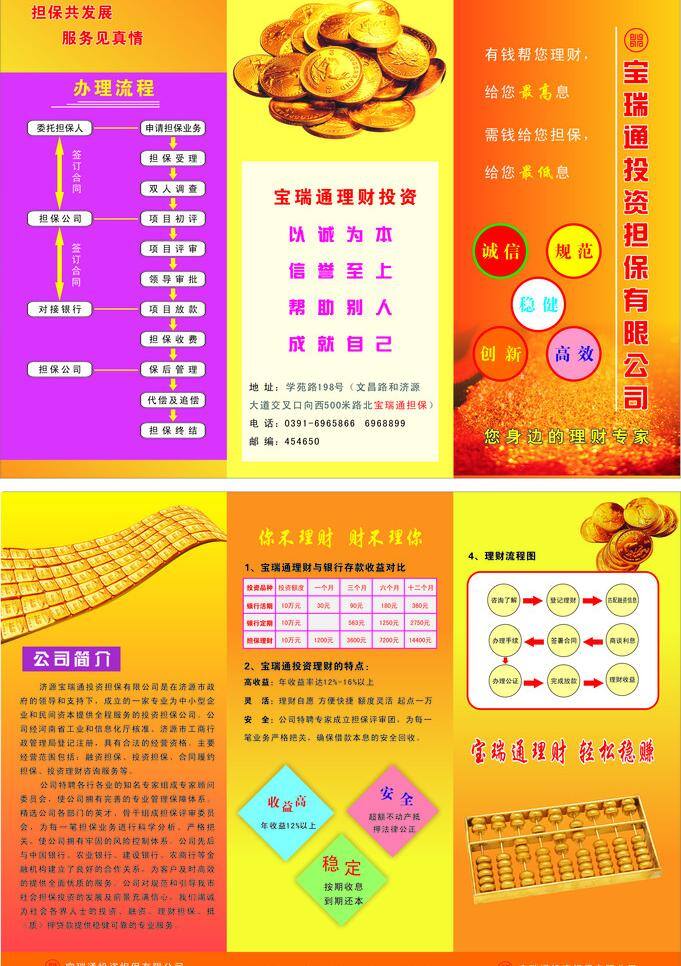 宝瑞 通 投资 担保 三 折页 理财投资 三折页 宝瑞通 矢量 psd源文件