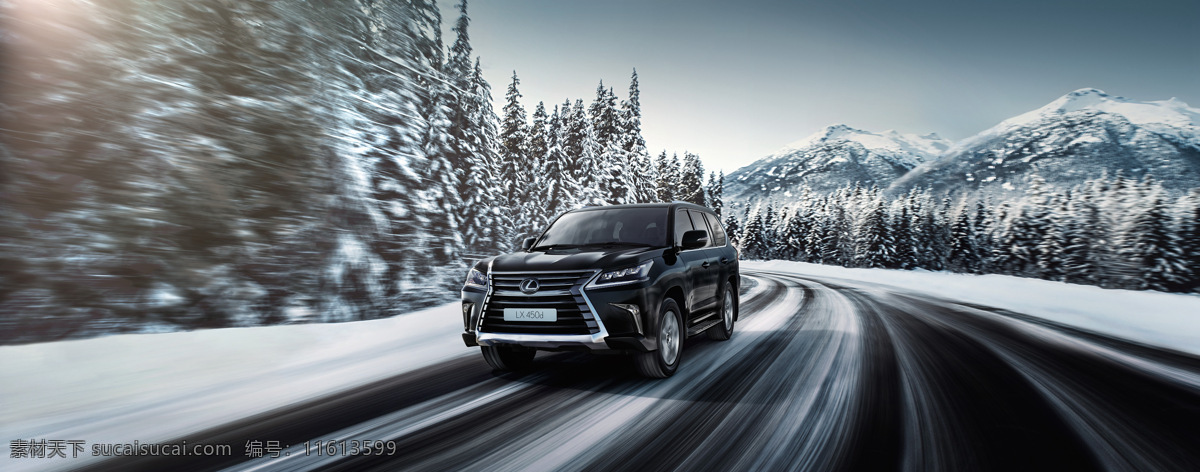 雷克萨斯 exus lx 570 suv 越野车 公路 冬天 雪地 森林 驰骋 豪华 新款 海报 汽车 现代科技 交通工具