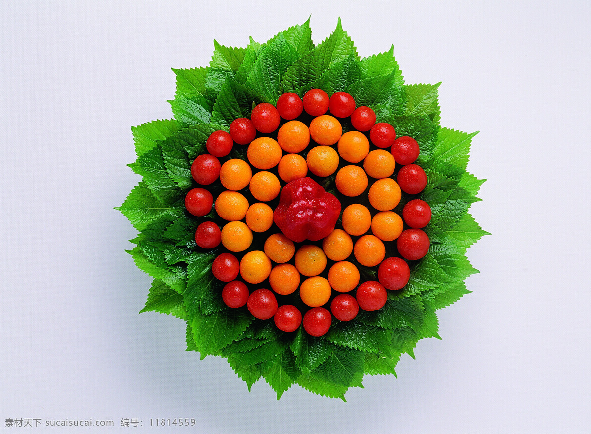 草莓 创意摄影 桔子 青菜 生物世界 圣女果 蔬菜 水果 创意 设计素材 模板下载 水果创意摄影 绿菜 新鲜水果
