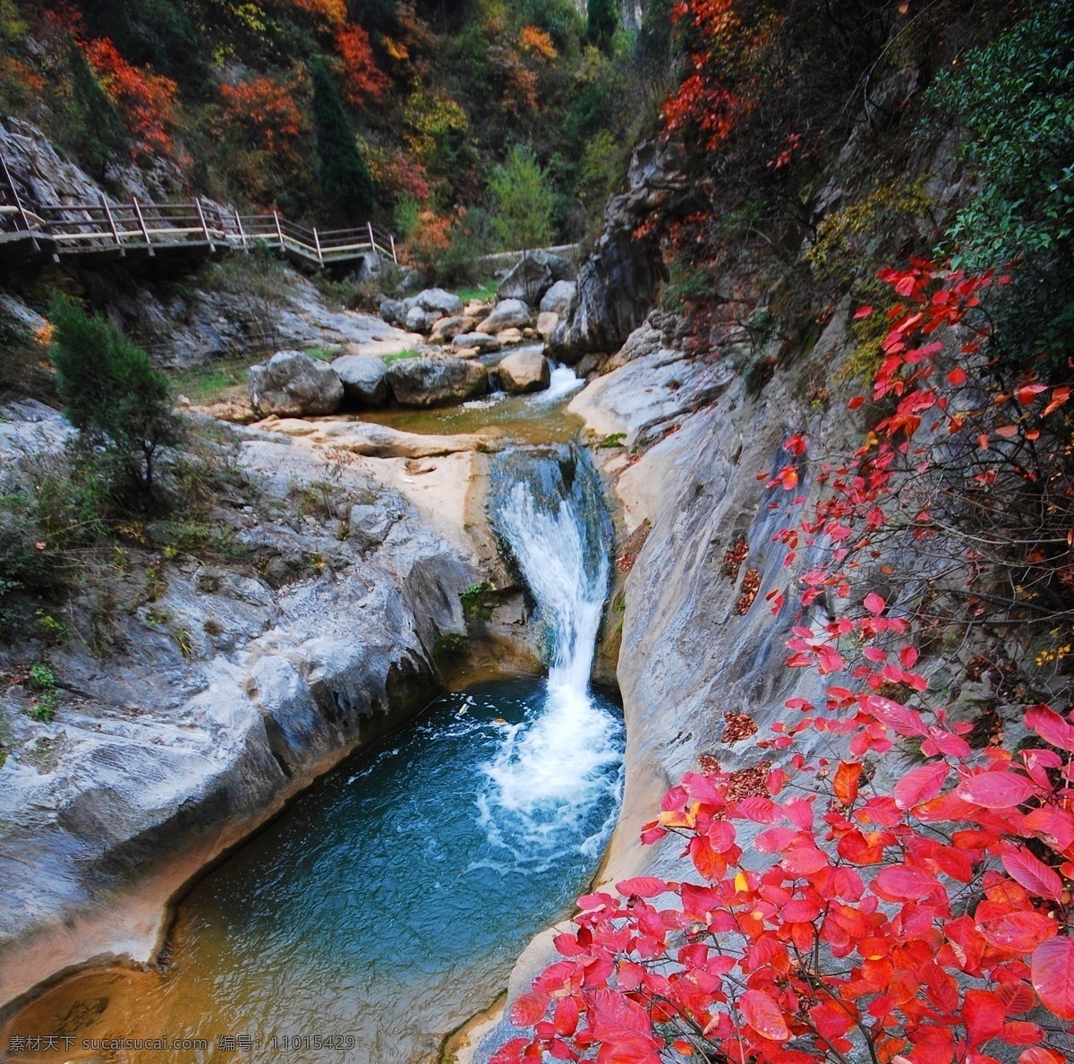 小溪免费下载 风景 风景照片 枫叶 小路 小溪 背景图片