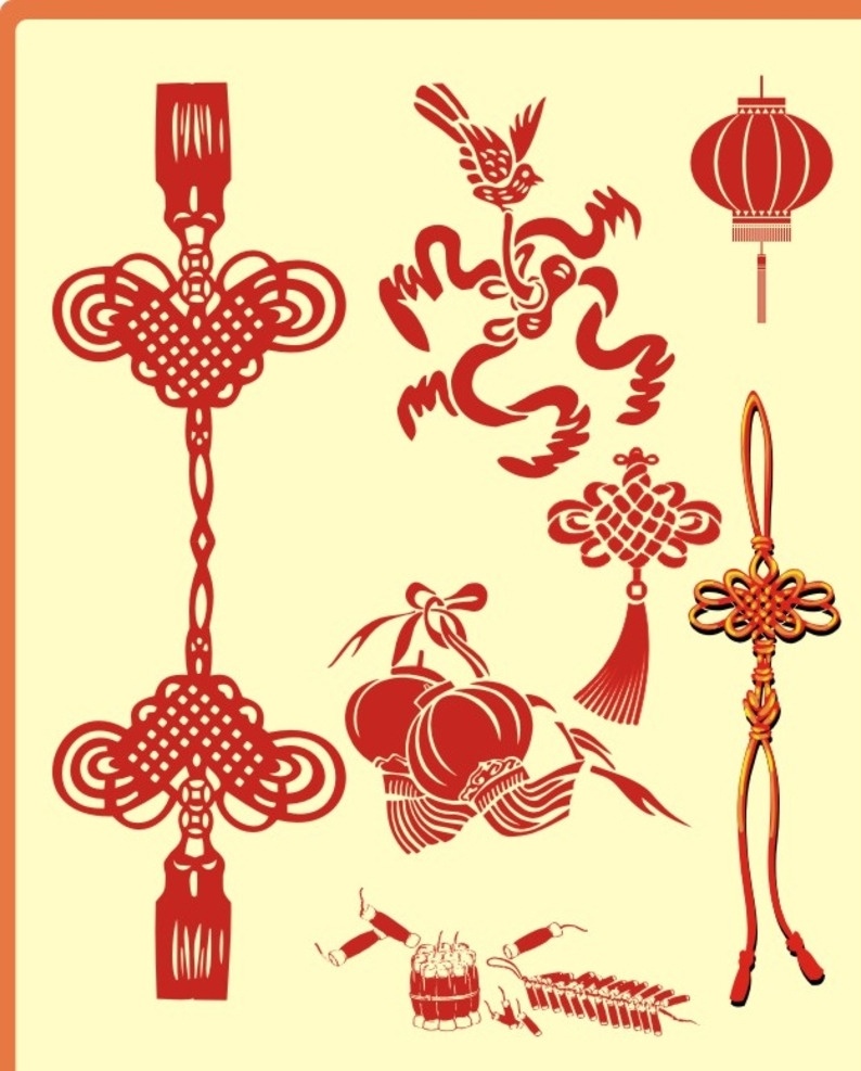 中国结 灯笼 鞭炮 传统 剪纸 吉祥 节日 春节 双灯 双结 喜庆 文化艺术 节日庆祝