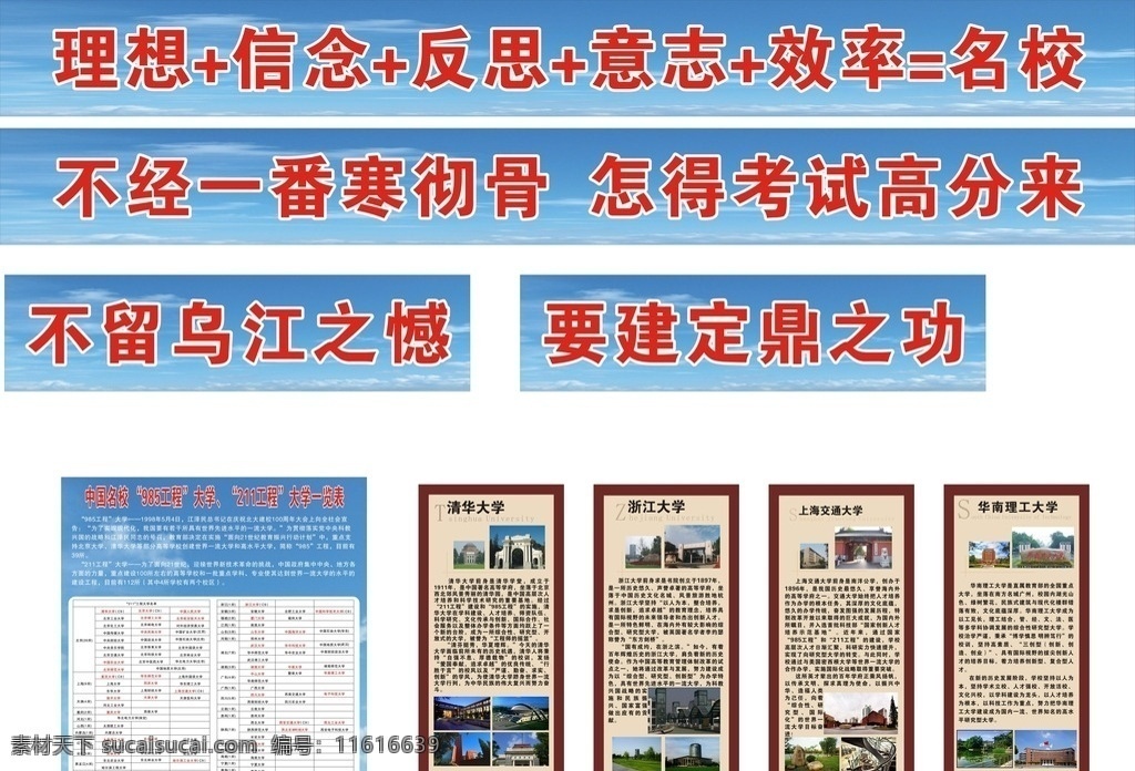 高三 教室 布置 海报 教室布置 标语 985大学 211大学 励志标语 大学介绍