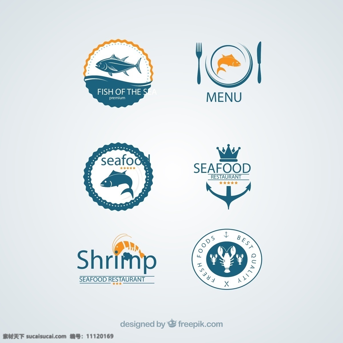 海鲜 食品 标签 菜单 餐具 船锚 矢量 高清图片