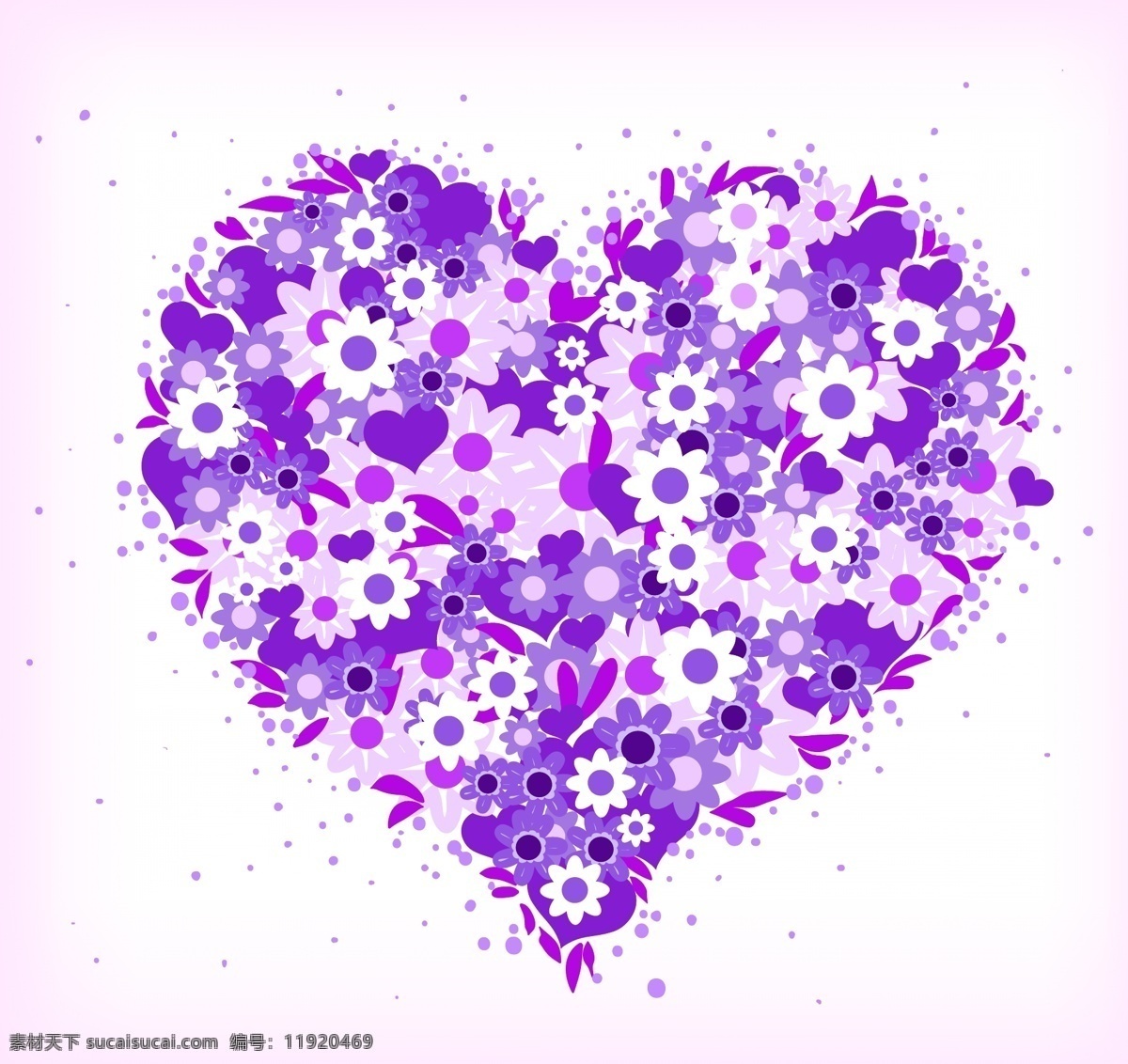 紫色 花朵 组成 心 爱情插画 卡通插画 浪漫卡通 心形图案 矢量图 其他矢量图