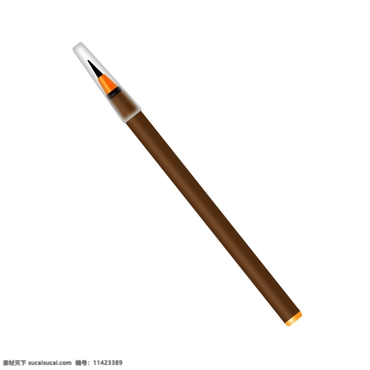 棕色 书写 铅笔 插画 棕色的铅笔 卡通插画 毛笔插画 彩笔插画 画笔插画 绘画的笔 黑色的铅笔