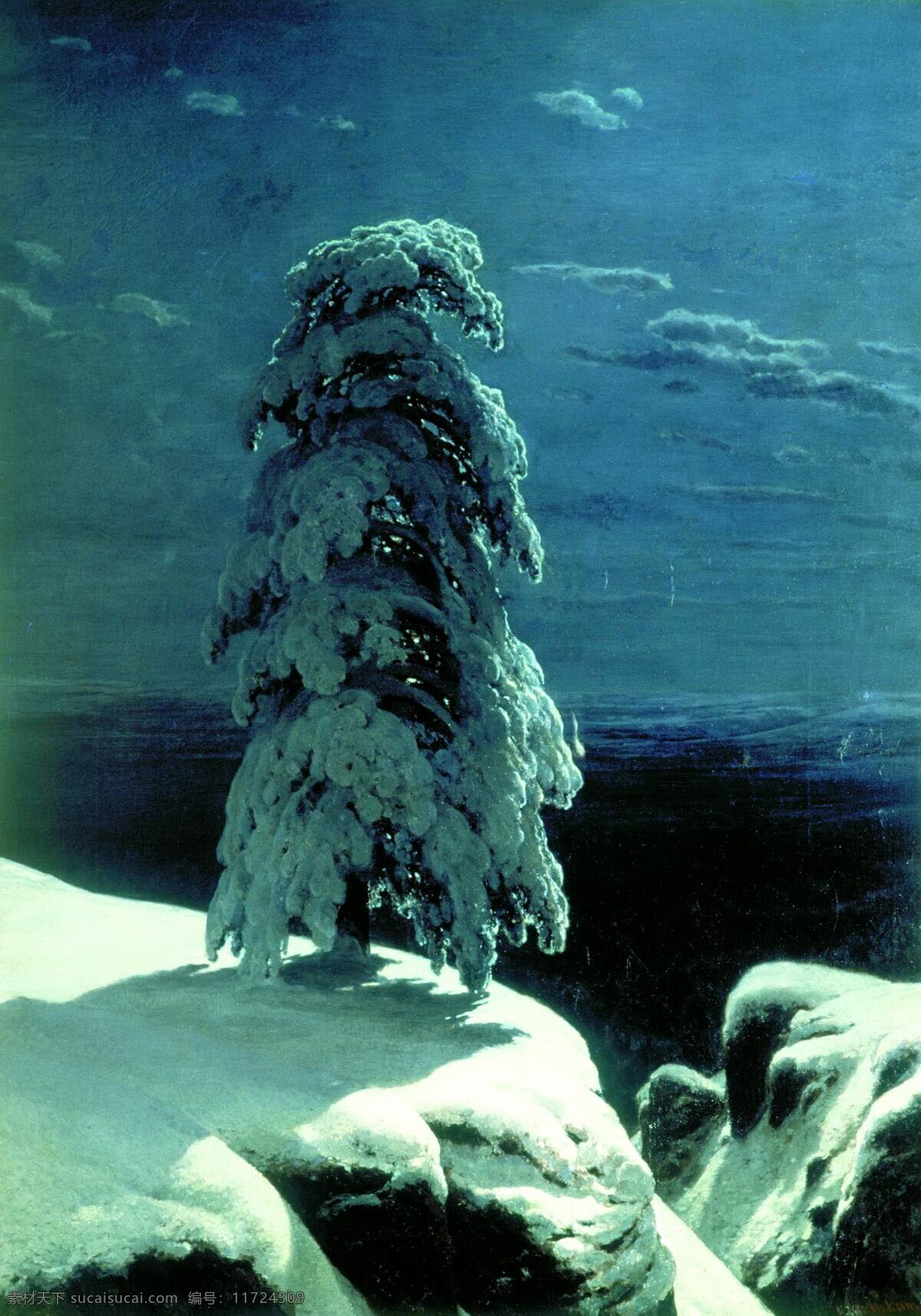 俄罗斯 风景 油画 绘画书法 文化艺术 写实油画 在遥远的北方 希施金油画 森林歌手 夜晚的松树 雪后的松树 家居装饰素材