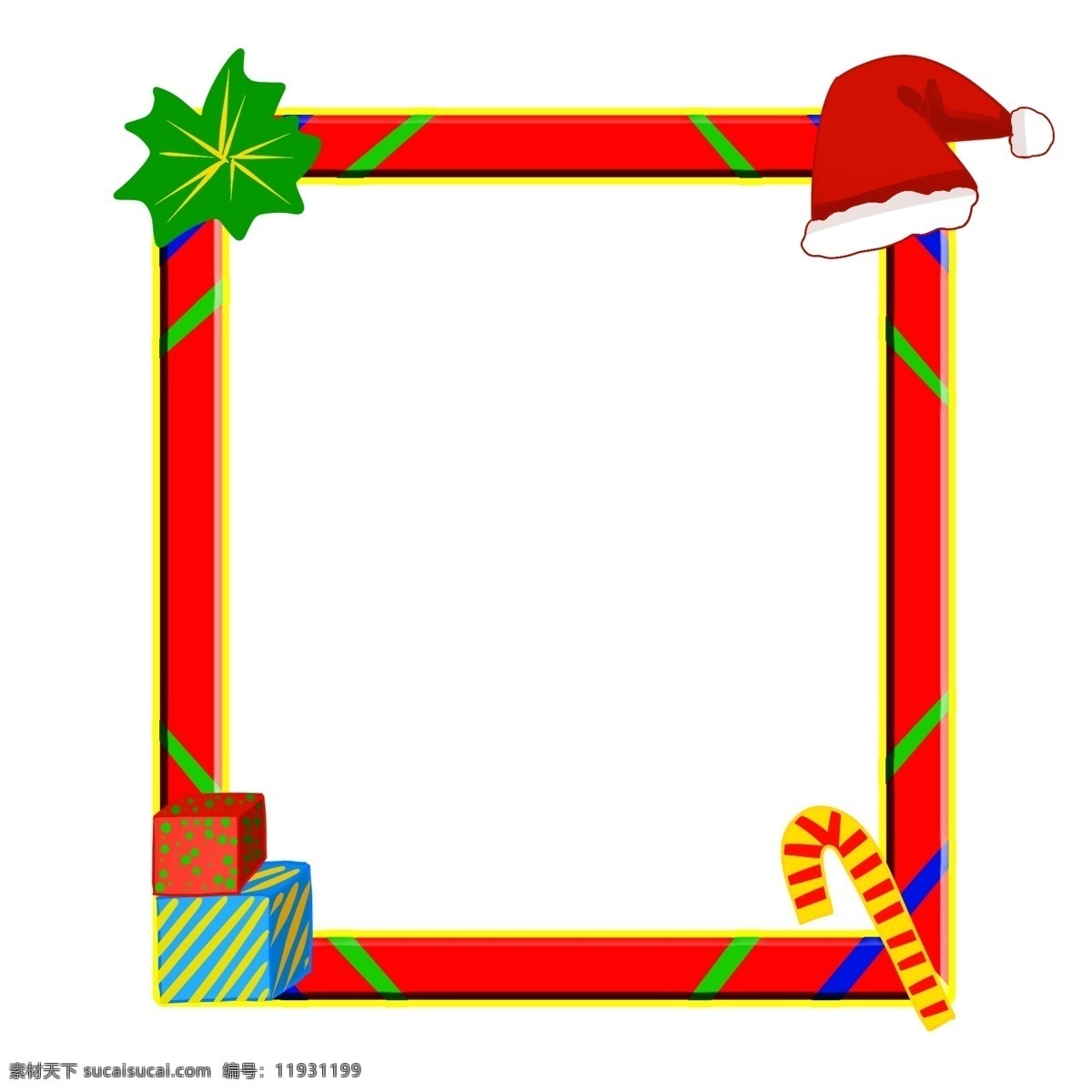 圣诞 圣诞节 夜 红色 长方形 边框 卡通 装饰 圣诞夜 红色边框 长方形边框 卡通装饰 喜庆 节日 撞色边框 可爱装饰