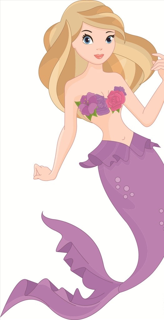 可爱美人鱼 可爱 美人鱼 紫色 矢量图 手绘 矢量图系列