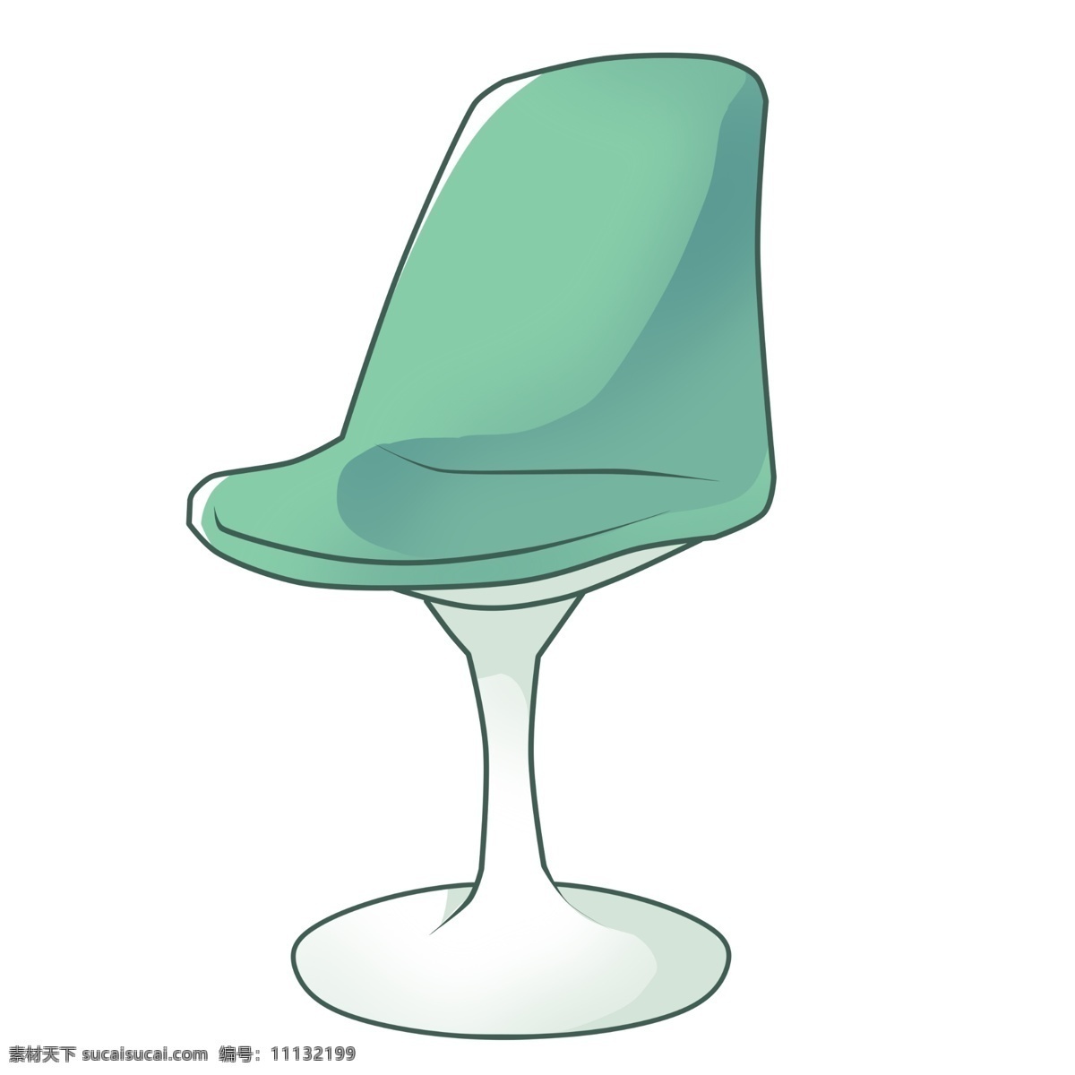 绿色 旋转 椅子 插画 靠背椅子 创意椅子 绿色旋转椅子 圆形椅子 靠背椅子插图 一把靠背椅子 家具