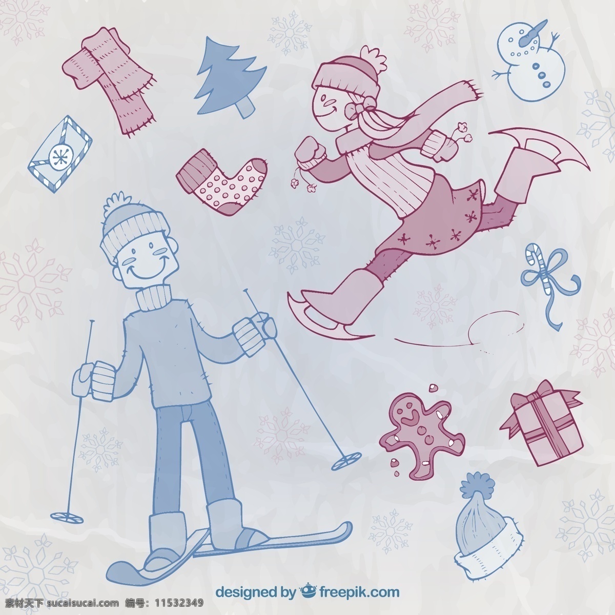 粗略 冬季 运动 特征 圣诞节 一方面 体育 圣诞快乐 冬天 手绘 快乐 个性 庆祝 冰 假期 画画 滑雪 节日快乐 滑冰 文字 画 季节 灰色