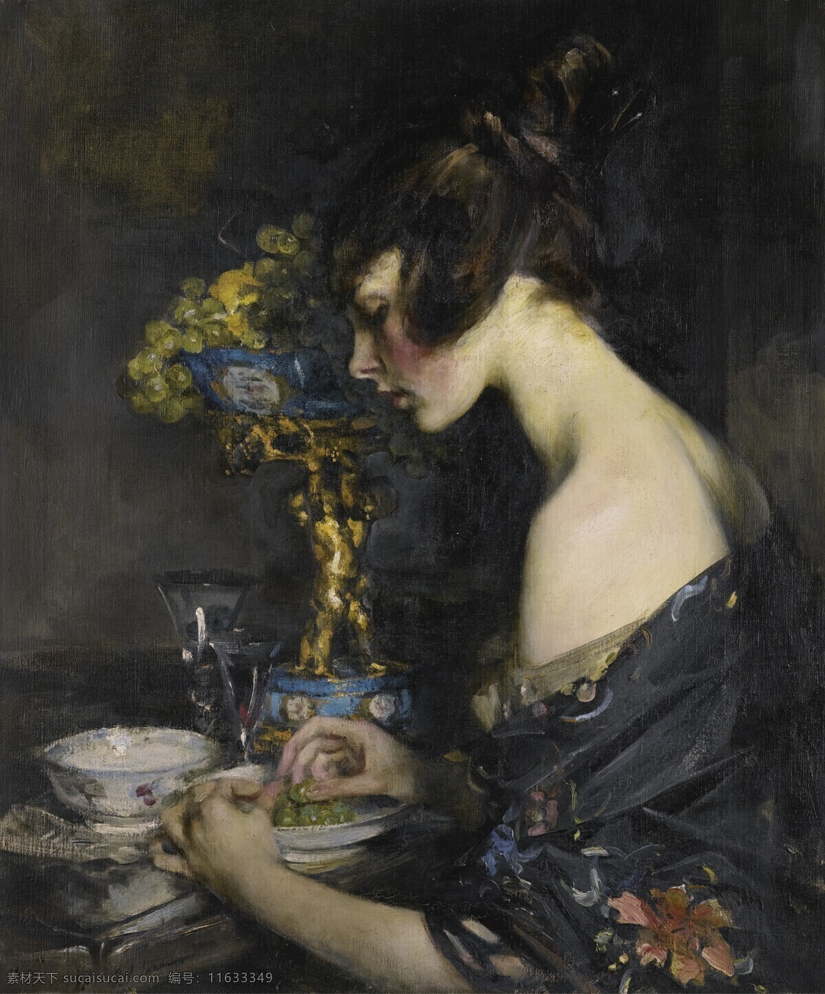 茶杯 瓷器 花瓶 绘画书法 女子 文化艺术 鲜花 女子设计素材 女子模板下载 少妇 摆弄 19世纪油画 油画 家居装饰素材
