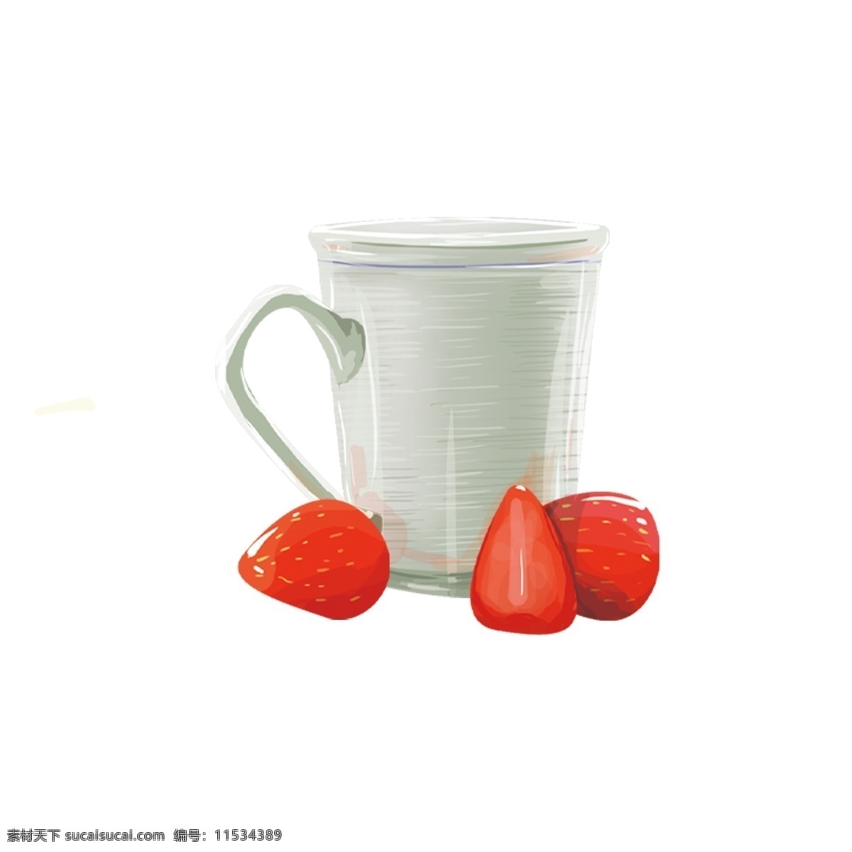 红色 草莓 杯子 图案