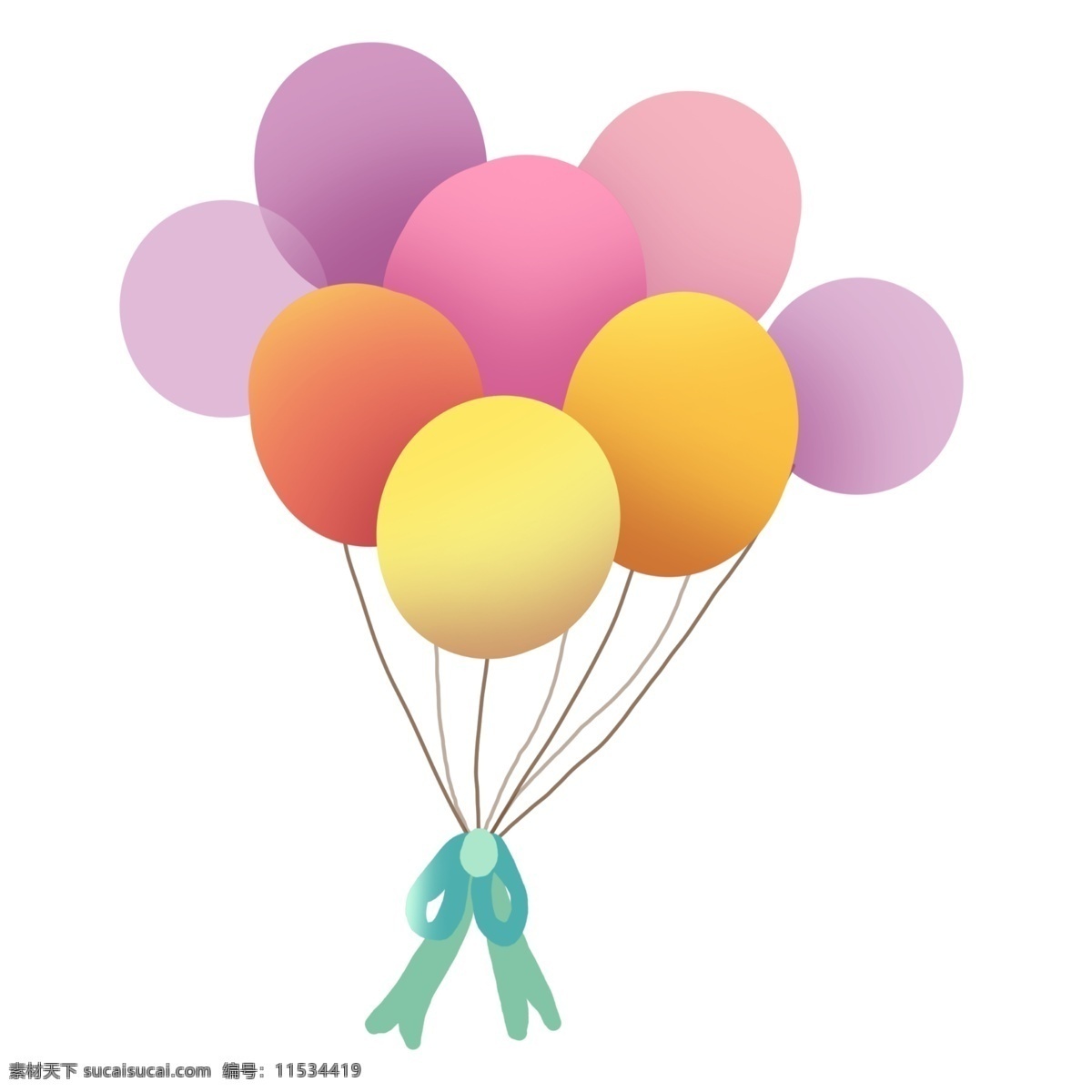彩色 漂浮 儿童 气球 插图 绿色装饰 彩色气球 漂亮 气球插图 卡通气球 空气气球 线绳气球