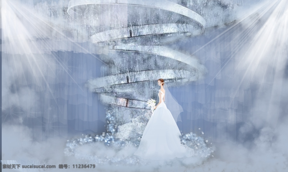 龙卷风 婚礼 分 舞台 雾 霾 蓝 效果图 梦幻 模板 道具 花艺 效果 工装