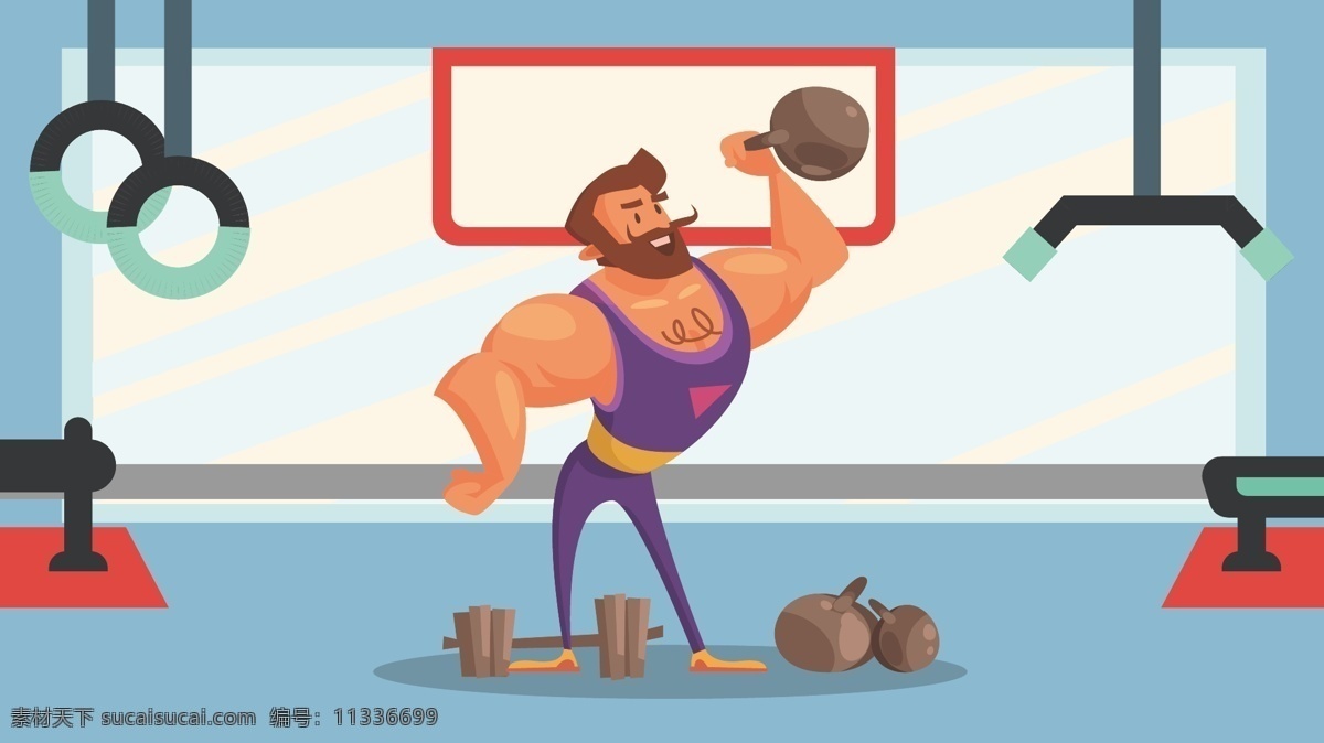 健身 肌肉 男 健身房 矢量 插画 肌肉男 卡通人物 运动 矢量插画 举重