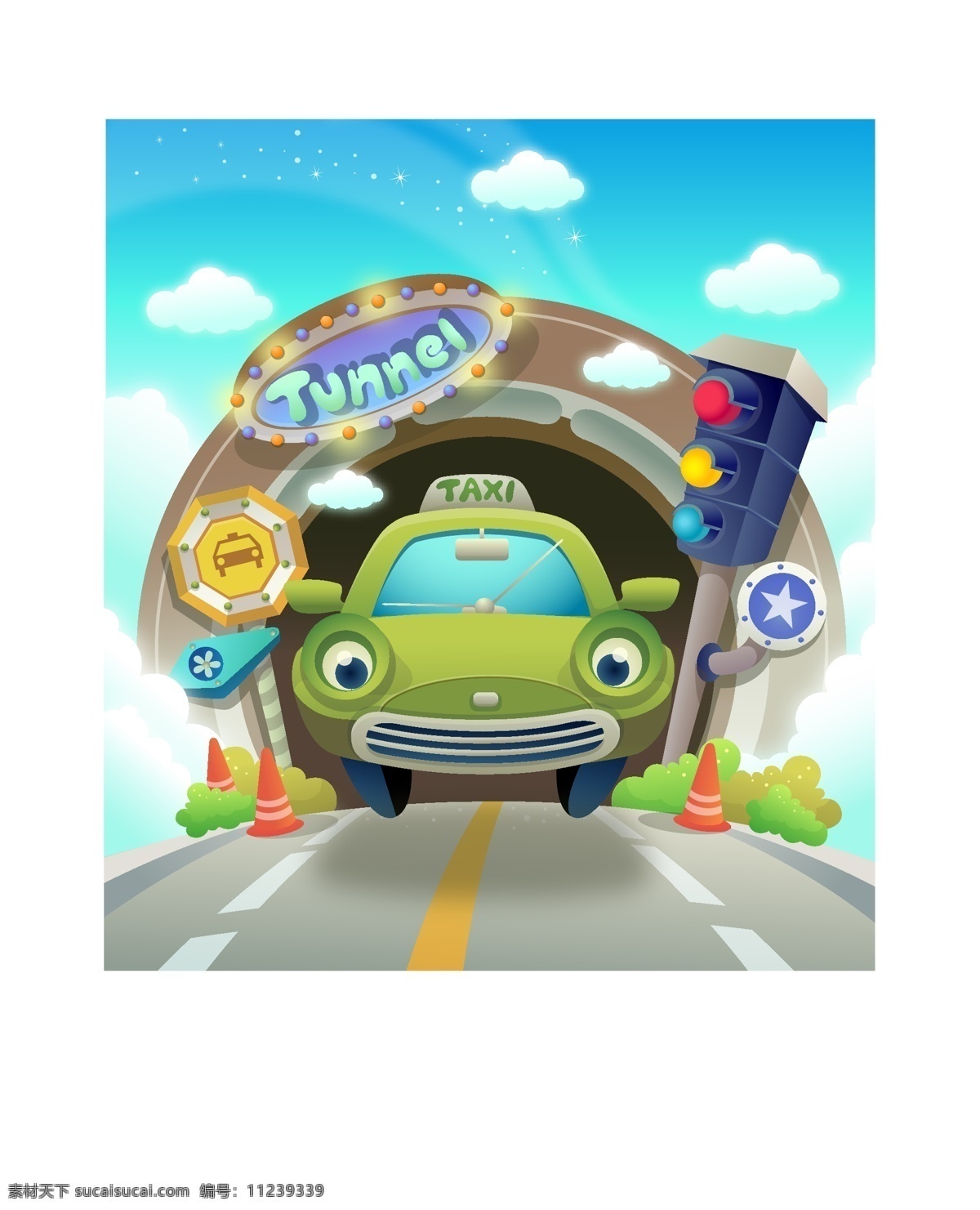 卡通 汽车 交通工具 可爱 矢量图 其他矢量图