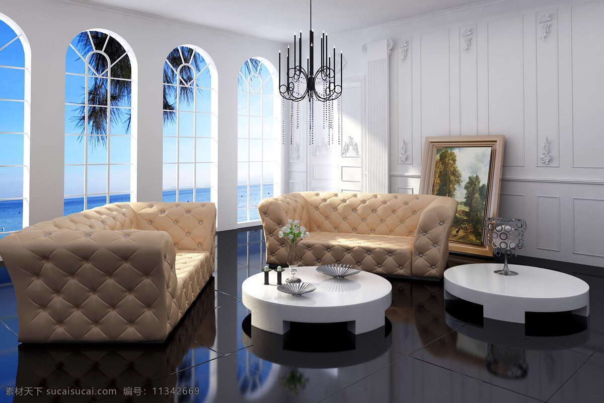 欧陆风情 欧式 客厅 日景 别墅 欧陆 风情 环境设计 室内设计