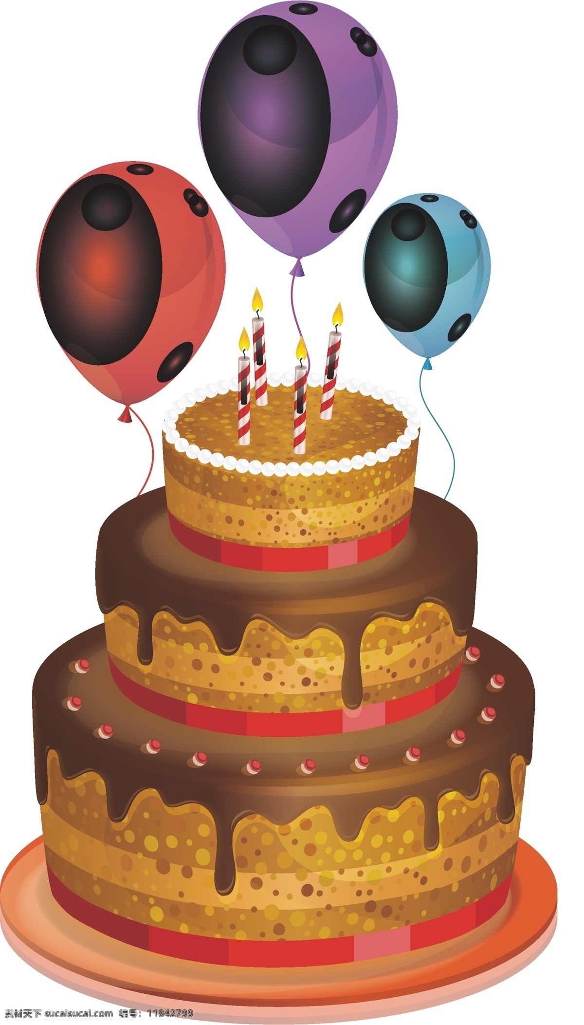 气球 蛋糕 手绘 插画 漂亮 手绘气球蛋糕 卡通气球蛋糕 飘着的气球 黑色 美味