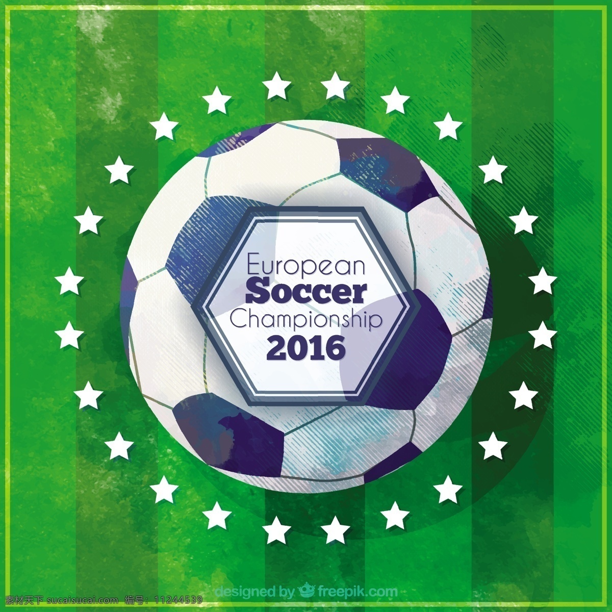 水彩 背景 下 欧洲足球 锦标赛 2016 水彩背景 足球2016 矢量足球 绿色