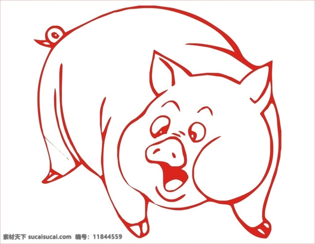 卡通 动物 高清 矢量图 猪 白色