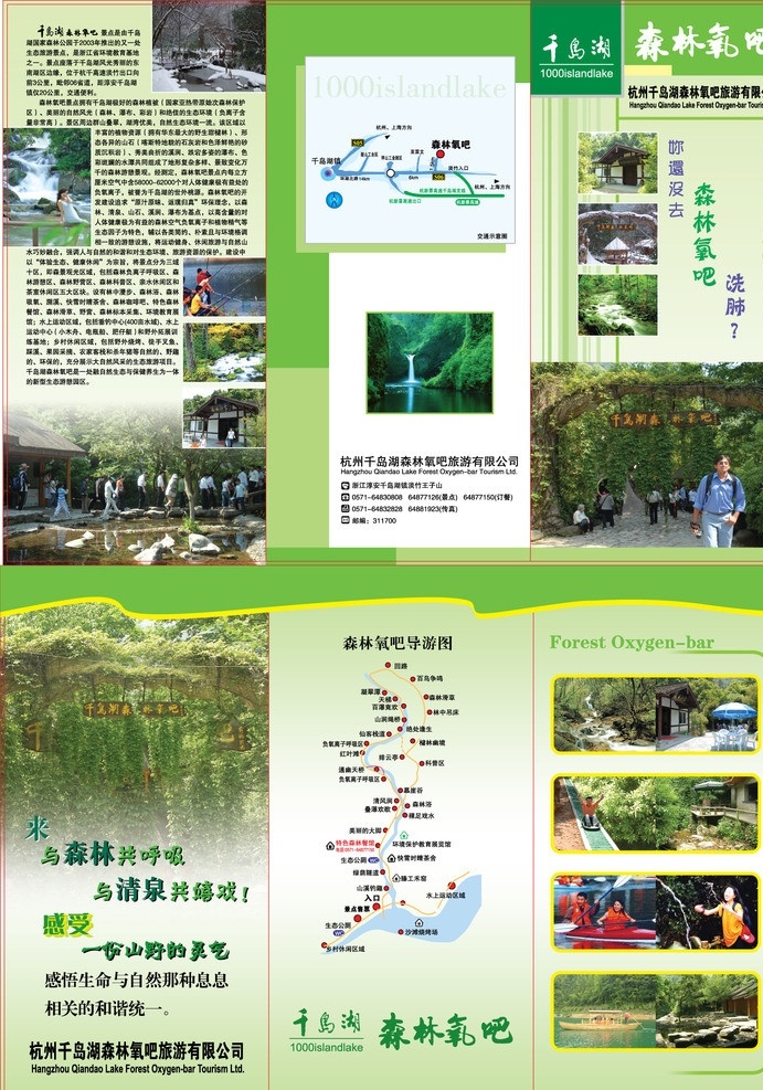 森林氧吧 千岛湖 森林 氧吧 三折页 风景区 矢量