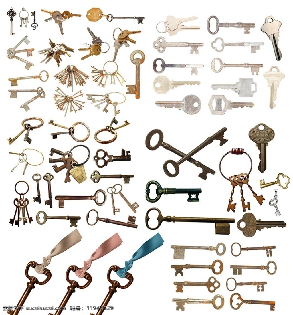 锁匙素材 钥匙素材 旧款钥匙 旧式钥匙 古代钥匙 现代钥匙 不锈钢钥匙 铜钥匙 铁钥匙 分层