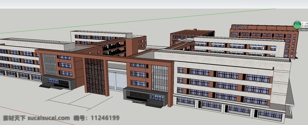 学校模型 建筑模型 sketchup 模型 办公楼模型 医院模型 室外模型 3d设计 skp