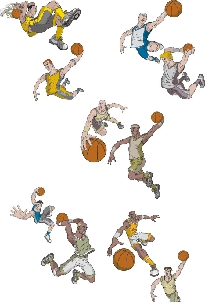超酷 扣篮 动作 矢量 矢量素材 体育 篮球 运动 人物 运动员 娱乐 体育运动 文化艺术