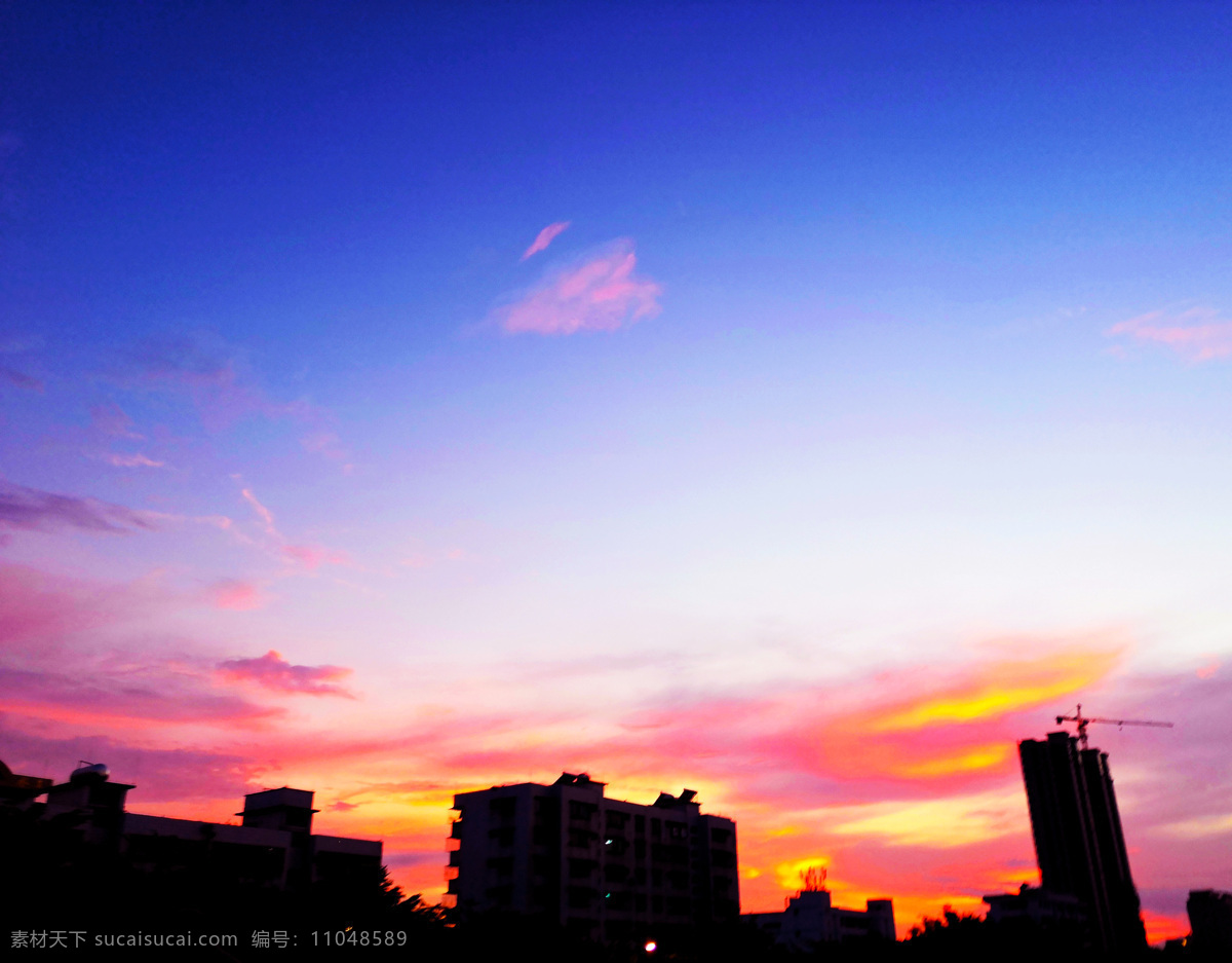 晚霞 夜景 彩云 傍晚 城市夜景