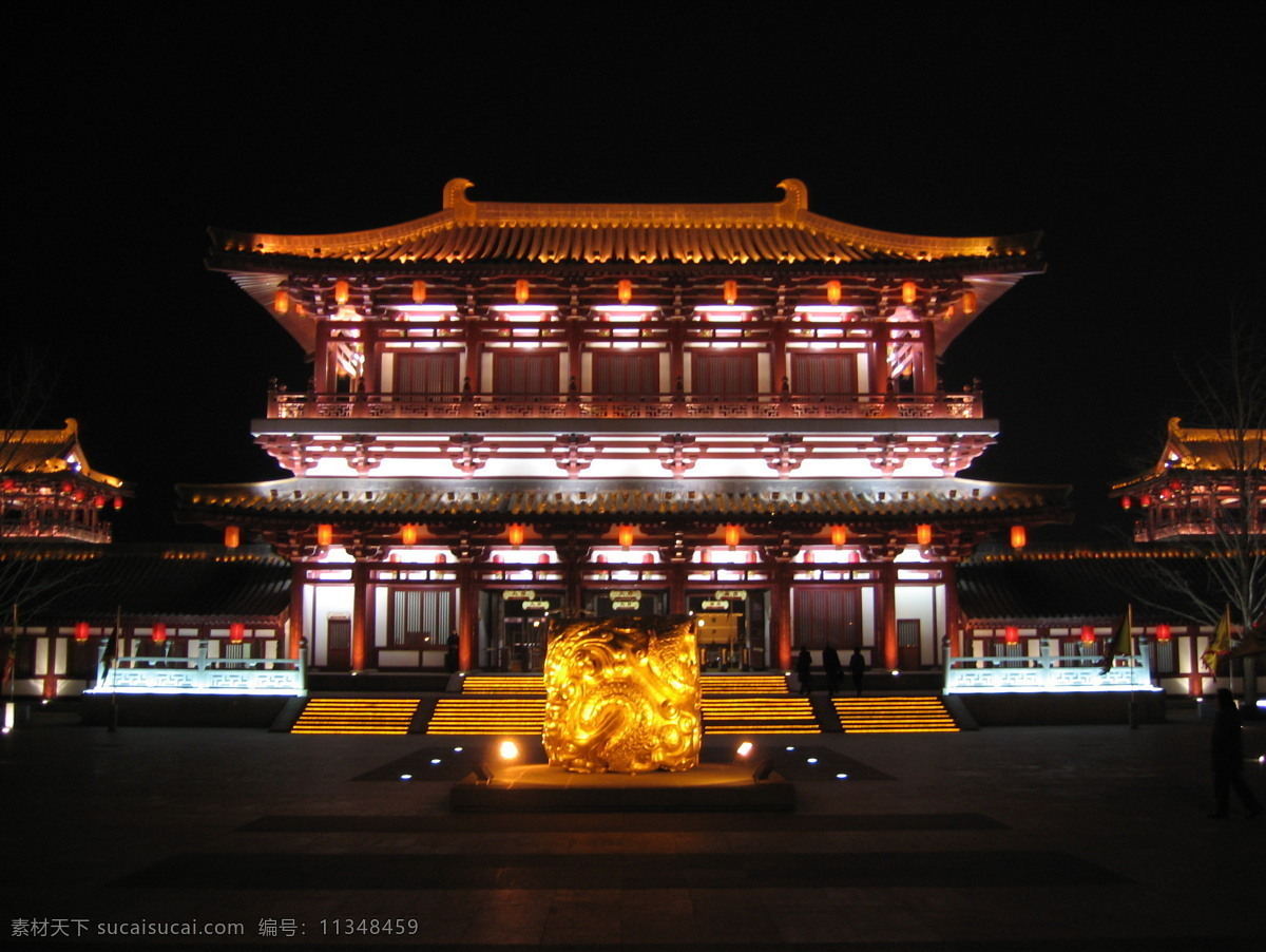 大唐 芙蓉 园 御 宴 门 夜景 大唐芙蓉园 建筑园林 建筑摄影 摄影图库