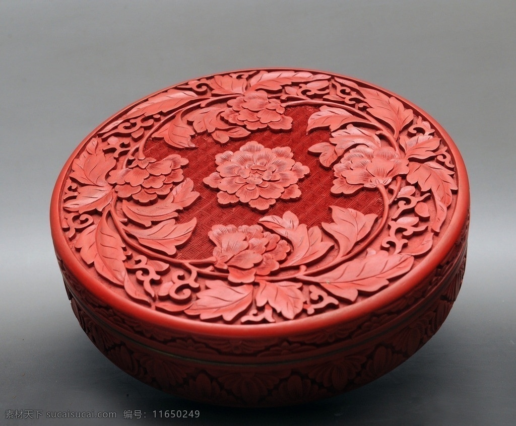 剔红花卉圆盒 漆雕 雕漆 漆器 罐子 剔红 剔彩 珍品 国粹 传统文化 文化艺术