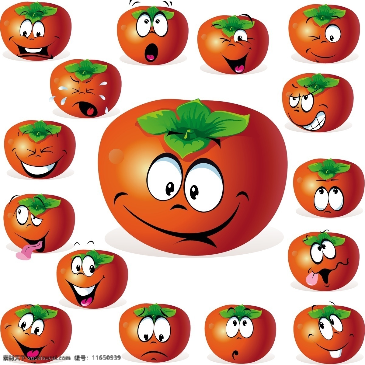 卡通水果表情 水果 表情 笑脸 西红柿 卡通 有趣 可爱 滑稽 幽默 手绘 矢量 蔬菜水果 卡通设计 生物世界