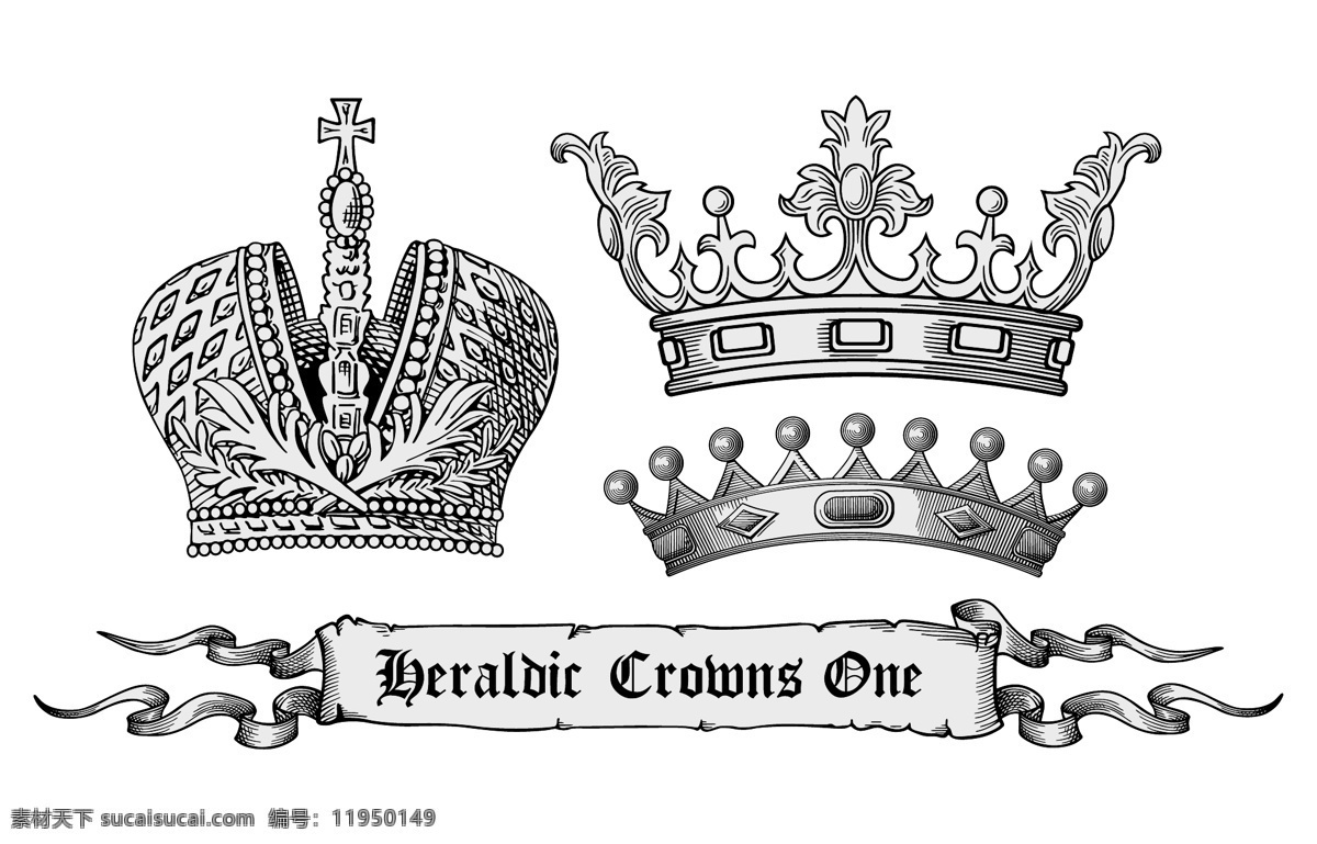 欧式 皇冠 矢量图 花纹 丝带 王冠 纹样 线稿 样式 花纹花边