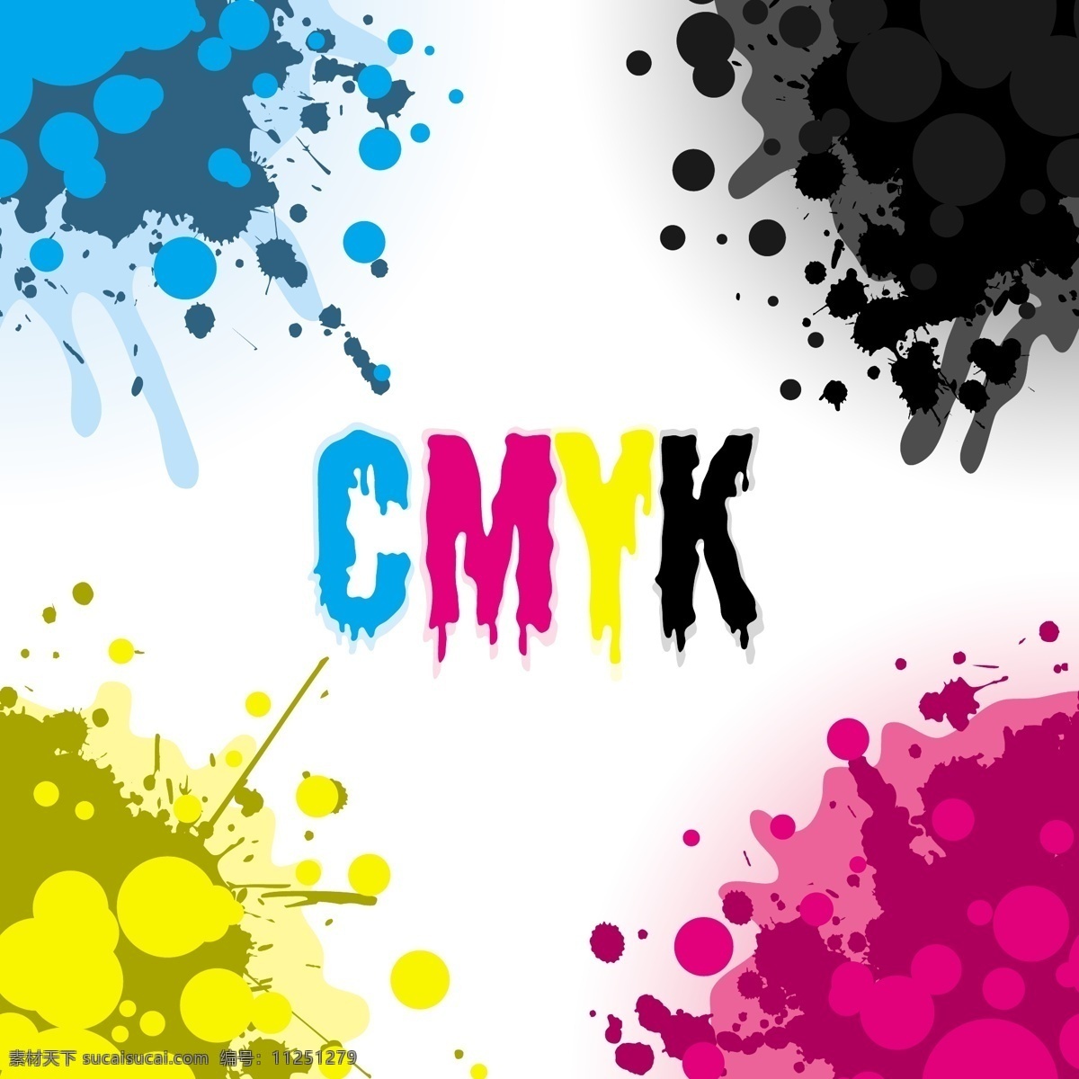 cymk 颜色 喷溅 墨迹 矢量素材 矢量图 其他矢量图