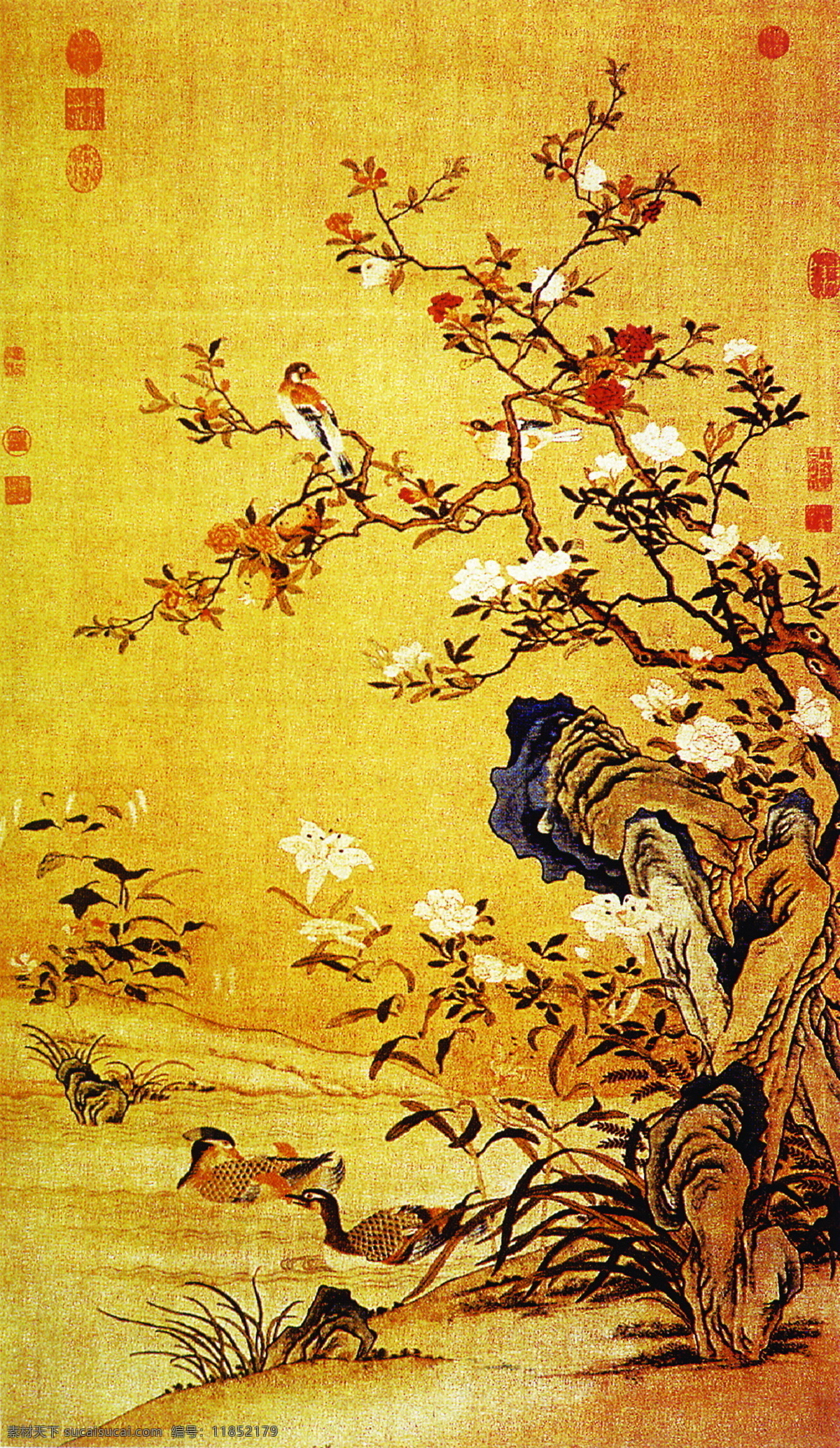 花鸟名画 中国画 古典 藏画 古典藏画 设计素材 书画美术 黄色