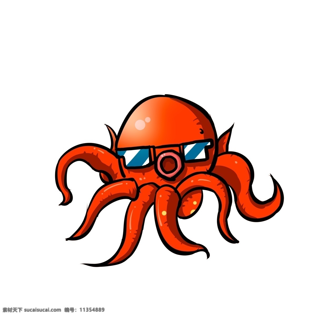 卡通 潮 漫 章鱼 元素 海洋生物 插画 动物设计 潮漫 psd元素