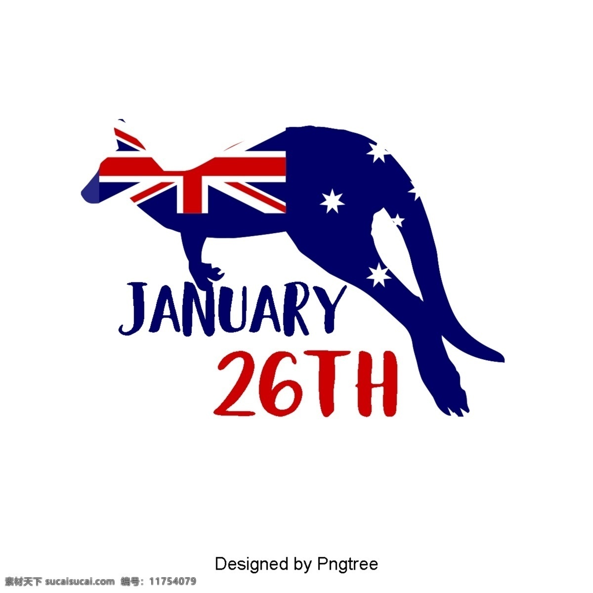 澳大利亚 国旗 袋鼠 蓝色 红色 星星 字体 澳大利亚日 爱国