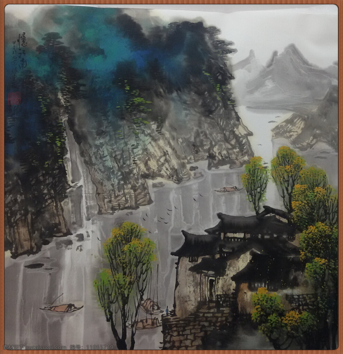 国画山水画 国画山水 山水画 中国画 艺术品 绘画艺术 绘画书法 文化艺术 美术绘画