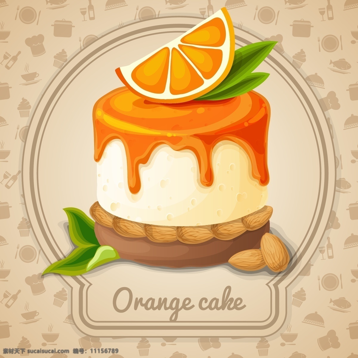 美味 橙子 蛋糕 甜品 水果 黄色