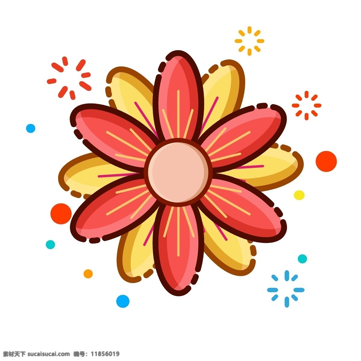mbe 卡通 手绘 彩色 花朵 植物 花卉 可爱 矢量