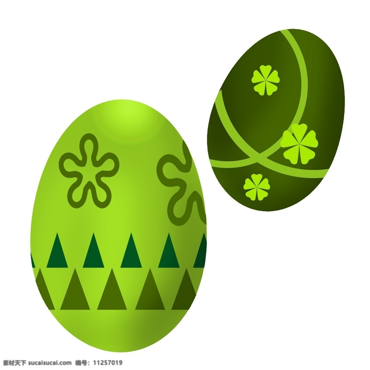 绿色卡通彩蛋 复活节 绿色 彩蛋