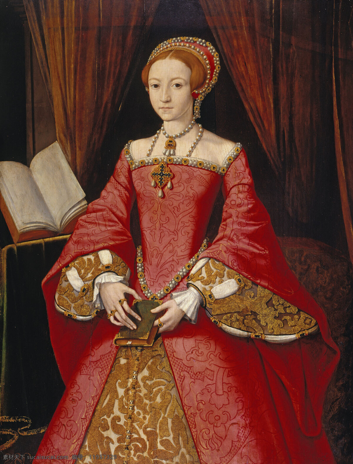 伊丽莎白 公主 16世纪油画 绘画书法 书本 文化艺术 伊丽莎白公主 英国公主 伊丽莎白一世 装饰素材