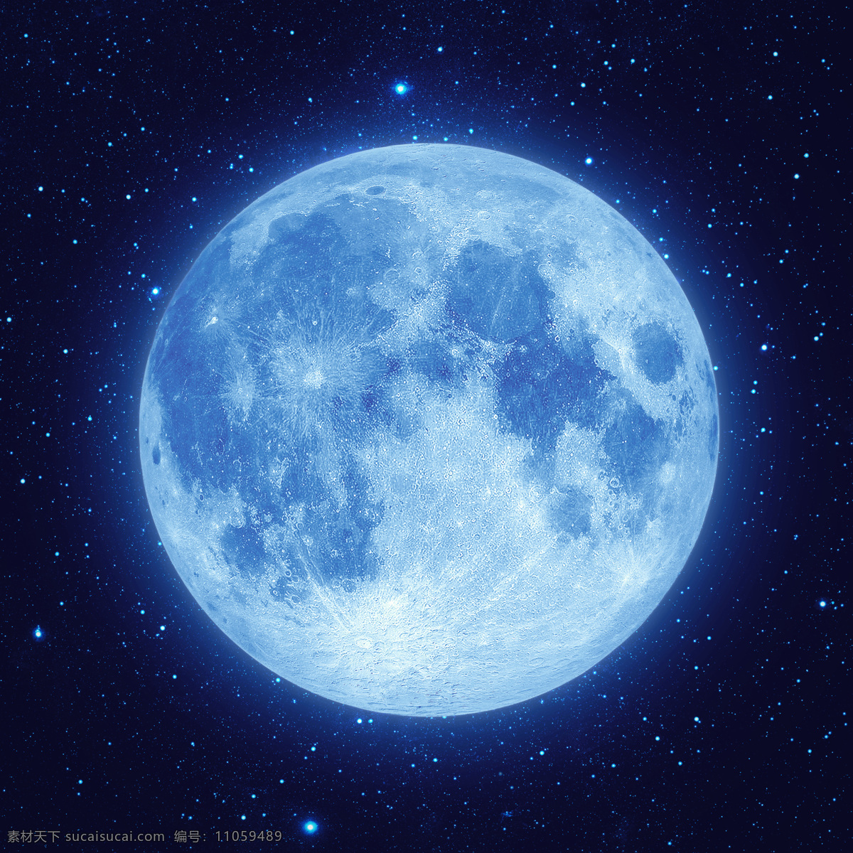 蓝色 星空 圆月 宇宙太空 环境家居